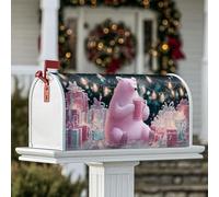 Housse magnétique pour boîte aux lettres motif ours polaire, guirlande lumineuse de Noël, protection de boîte aux lettres pour décoration de porche, 45,7 x 53,3 cm