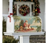 Housse magnétique pour boîte aux lettres motif Père Noël, arbre de Noël vintage, plantes tropicales, décoration de porche, 53,3 x 64,9 cm