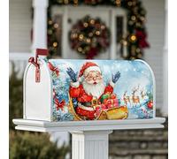 Housse magnétique pour boîte aux lettres motif Père Noël, cadeaux festifs, cadeaux de Noël, boîte aux lettres rouge pour décoration extérieure, 53,3 x 64,9 cm