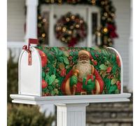 Housse magnétique pour boîte aux lettres motif Père Noël, cadeaux festifs de Noël, décoration de boîte aux lettres pour extérieur, cour, 53,3 x 64,9 cm