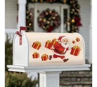 Housse magnétique pour boîte aux lettres motif Père Noël, cadeaux festifs, décoration de jardin, terrasse, 53,3 x 64,9 cm, rouge