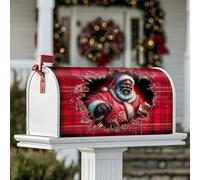 Housse magnétique pour boîte aux lettres motif Père Noël, cadeaux festifs, Noël - Rouge - Décoration de boîte aux lettres pour porche avant - 45,7 x 53,3 cm