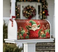 Housse magnétique pour boîte aux lettres motif Père Noël, cadeaux festifs, sucre d'orge, décoration de porche (45,7 x 53,3 cm)