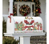 Housse magnétique pour boîte aux lettres motif Père Noël, cadeaux traditionnels fantaisistes pour boîte aux lettres de Noël en pain d'épices pour décoration de cour avant 45,7 x 53,3 cm
