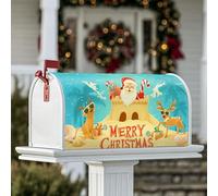 Housse magnétique pour boîte aux lettres motif Père Noël, château de sable de Noël, décoration saisonnière pour jardin, cour, 53,3 x 64,9 cm