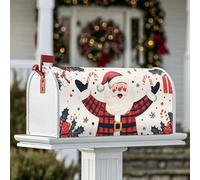 Housse magnétique pour boîte aux lettres motif Père Noël, décoration de pelouse, 53,3 x 64,9 cm, rouge