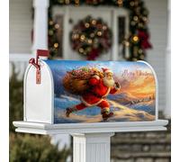 Housse magnétique pour boîte aux lettres motif Père Noël, décoration de porte d'entrée, 45,7 x 53,3 cm, rouge