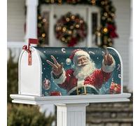 Housse magnétique pour boîte aux lettres motif Père Noël, décoration festive de Noël, boîte aux lettres rouge, 53,3 x 64,9 cm