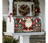 Housse magnétique pour boîte aux lettres motif Père Noël, décoration festive de Noël, canne à sucre d'orge, pour décoration de jardin extérieur, 45,7 x 53,3 cm, rouge