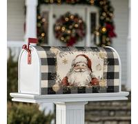 Housse magnétique pour boîte aux lettres motif Père Noël, décorations rustiques de Noël, flocons de neige, décoration saisonnière pour extérieur, jardin, cour, 45,7 x 53,3 cm, rouge