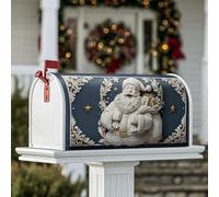 Housse magnétique pour boîte aux lettres motif Père Noël, étoiles, bleu marine, décoration saisonnière pour jardin, terrasse, 53,3 x 64,9 cm