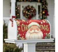 Housse magnétique pour boîte aux lettres motif Père Noël, étoiles de Noël fantaisie, décoration de jardin, terrasse, 53,3 x 64,9 cm, rouge