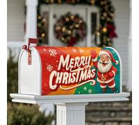 Housse magnétique pour boîte aux lettres motif Père Noël, flocons de neige festifs, sapin de Noël, décoration de jardin, cour, 45,7 x 53,3 cm, rouge