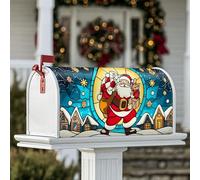 Housse magnétique pour boîte aux lettres motif Père Noël, flocons de neige, maisons festives, décorations d'extérieur - 45,7 x 53,3 cm - Rouge