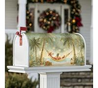 Housse magnétique pour boîte aux lettres motif Père Noël, hamac tropical, palmiers, boîte aux lettres de Noël pour extérieur, jardin, cour, 45,7 x 53,3 cm