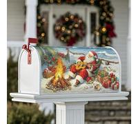 Housse magnétique pour boîte aux lettres motif Père Noël - Motif guitare festive, feu de Noël - Décoration extérieure - 53,3 x 64,9 cm - Rouge