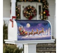 Housse magnétique pour boîte aux lettres motif Père Noël, renne festif, bonhomme de neige, décoration de porte d'entrée, bleu, 45,7 x 53,3 cm