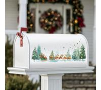 Housse magnétique pour boîte aux lettres motif Père Noël, renne festif, sapins de Noël, décoration de porte d'entrée, 53,3 x 64,9 cm, vert