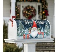 Housse magnétique pour boîte aux lettres motif Père Noël, sapin de Noël, décoration de jardin, terrasse, 53,3 x 64,9 cm, rouge