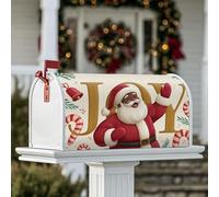 Housse magnétique pour boîte aux lettres motif Père Noël, sucre d'orge, cloches, boîte aux lettres de Noël rouge pour décoration extérieure de cour, 53,3 x 64,9 cm