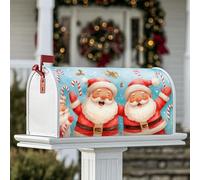 Housse magnétique pour boîte aux lettres motif Père Noël, sucre d'orge, houx de Noël, décoration extérieure de cour, 45,7 x 53,3 cm, rouge