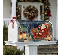 Housse magnétique pour boîte aux lettres motif Père Noël, traîneau festif, décoration de porte d'entrée, 45,7 x 53,3 cm, rouge