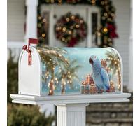 Housse magnétique pour boîte aux lettres motif perroquet, motif palmiers, cadeaux de Noël, décoration de porte d'entrée, 53,3 x 64,9 cm, bleu