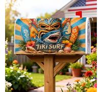 Housse magnétique pour boîte aux lettres motif requin, masque de plage tropicale, planche de surf, couverture décorative pour boîte aux lettres avant de cour, 45,7 x 53,3 cm