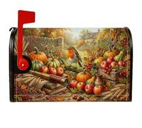 Housse magnétique pour boîte aux lettres Motif rouge-gorge 53,3 x 63,5 cm | Thème récolte rustique, couverture de poteau de boîte aux lettres, art d'oiseaux de jardin, décoration extérieure de
