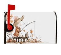 Housse magnétique pour boîte aux lettres motif souris - Chapeau de canne à pêche d'automne - Marron - 45,7 x 53,3 cm