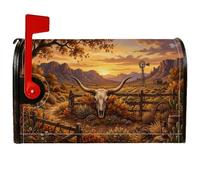 Housse magnétique pour boîte aux lettres Motif tête de mort 53,3 x 63,5 cm | Thème occidental, couvercle de boîte aux lettres, paysage rustique du désert, paysage de coucher de soleil