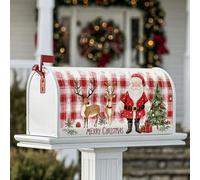 Housse magnétique pour boîte aux lettres Père Noël, renne festif, sapin de Noël, décoration de jardin, terrasse, 45,7 x 53,3 cm, rouge