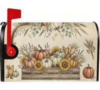 Housse magnétique pour boîte aux lettres rustique, citrouilles, citrouilles | Arrangement de tournesol, couvercle de boîte aux lettres, caisse en bois rustique, récolte prime, décoration extérieure de