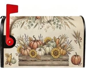 Housse magnétique pour boîte aux lettres rustique, citrouilles, citrouilles | Arrangement de tournesol, couvercle de boîte aux lettres, caisse en bois rustique, récolte prime, décoration extérieure de