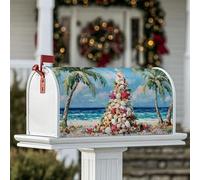 Housse magnétique pour boîte aux lettres sur le thème de la plage, coquillages tropicaux, étoile de mer, Noël pour extérieur, décoration de jardin, cour, 53,3 x 64,5 cm, bleu