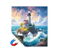 Housse magnétique pour lave-vaisselle - 66 x 58,4 cm - Autocollant magnétique imperméable pour jardin, forêt, ville, phare, cabine, décoration pour appareil de cuisine, panneau pour usage domestique