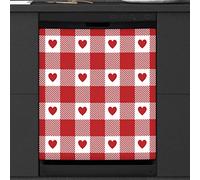 Housse magnétique pour lave-vaisselle - Décoration de cuisine - Motif carreaux de buffle - Cœur - Pour lave-vaisselle et réfrigérateur - 58,4 x 66 cm