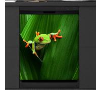 Housse magnétique pour lave-vaisselle - Grenouille d'arbre aux yeux rouges - Décoration de cuisine - Grenouille de jungle - Pour lave-vaisselle et réfrigérateur - 58,4 x 66 cm