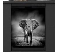 Housse magnétique pour lave-vaisselle - Motif éléphant sauvage - 58,4 x 66 cm