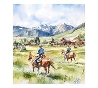 Housse magnétique réutilisable pour lave-vaisselle Cowboy Ranch in Montana - Décoration de Noël - 58,4 x 66 cm