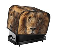 Housse matelassée à 2 tranches pour grille-pain à tête de lion africaine pour petit appareil électroménager avec poignée pour décoration de table de maison ou de cuisine