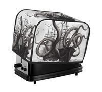 Housse matelassée noire et blanche en forme de pieuvre et de bateau pour grille-pain à 2 tranches pour petit appareil électroménager avec poignée pour décoration de table de maison ou de cuisine