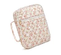 Housse matelassée portable pour femme, organiseurs de livre de prières de voyage avec plusieurs poches et poignée de transport en coton, coffret cadeau pour confirmation, vacances, Fleur - Rouge