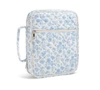Housse matelassée portable pour femme, organiseurs de livre de prières de voyage avec plusieurs poches et poignée de transport en coton, Patte blanche et bleue, Taille unique