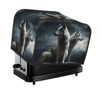 Housse matelassée pour grille-pain à 4 tranches avec poignée, motif loup à la tombée de la nuit, housse anti-poussière pour la maison, la table et la cuisine