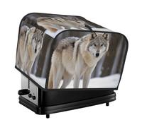 Housse matelassée pour grille-pain à 4 tranches avec poignée, motif loup dans la neige, grille-pain, housse anti-poussière pour décoration de table de maison et de cuisine