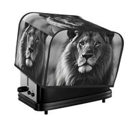 Housse matelassée pour grille-pain à 4 tranches - Housse pour petit appareil - Avec poignée - Lion africain - Noir et blanc - Housse anti-poussière pour la maison, la table et la cuisine
