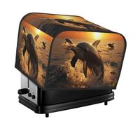 Housse matelassée pour grille-pain à 4 tranches - Pour petit appareil - Avec poignée - Motif dauphin et coucher de soleil - Pour la maison, la table et la cuisine