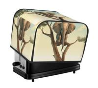 Housse matelassée pour grille-pain à 4 tranches - Pour petit appareil électroménager - Avec poignée - Petit éléphant sur un arbre - Housse anti-poussière pour la maison, la table et la cuisine