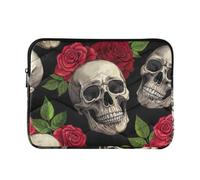 Housse matelassée pour ordinateur portable Motif tête de mort Rose Noir